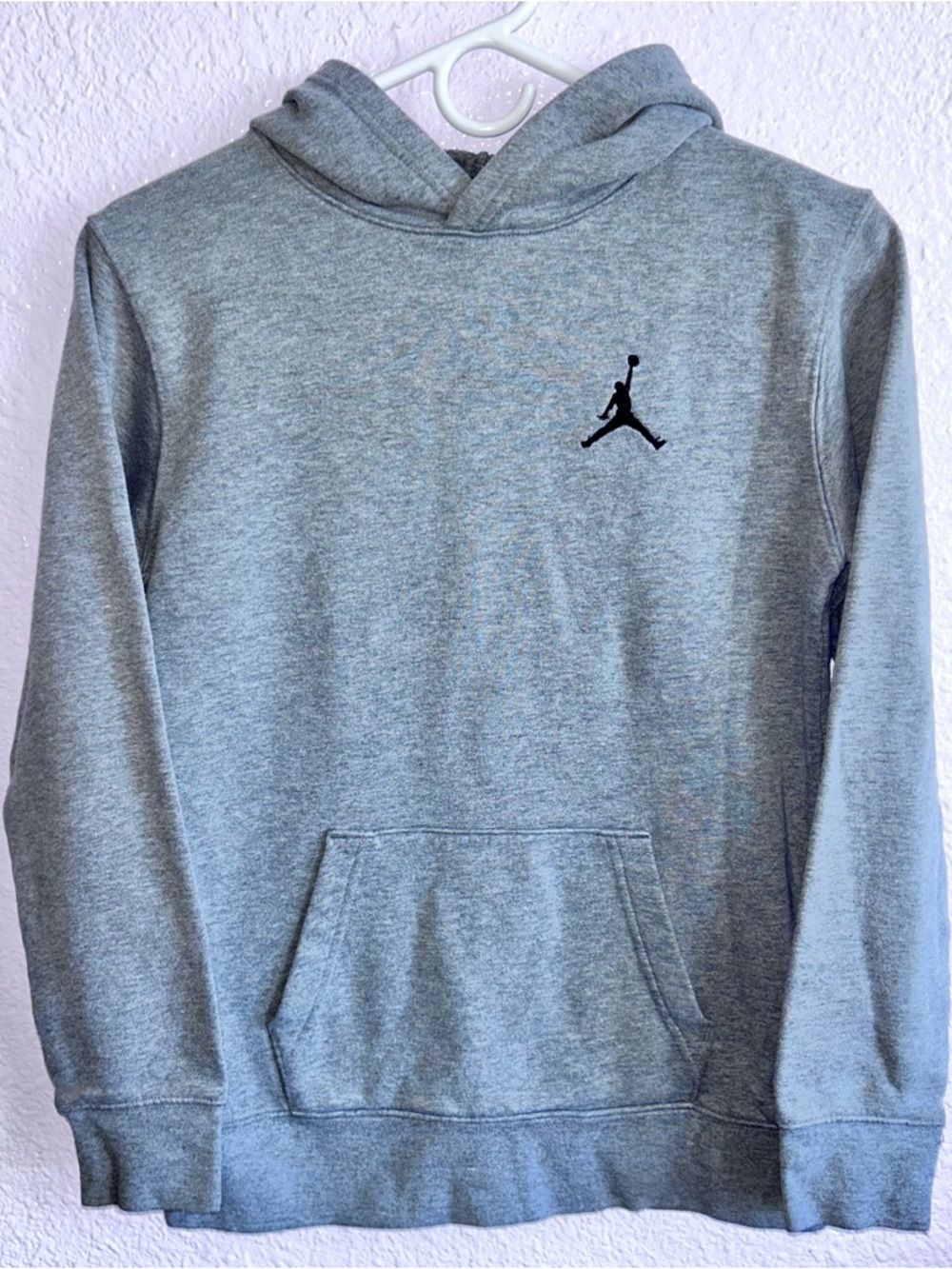 Jordan Gray Kids' Pullover Hoodie with Black Jumpman